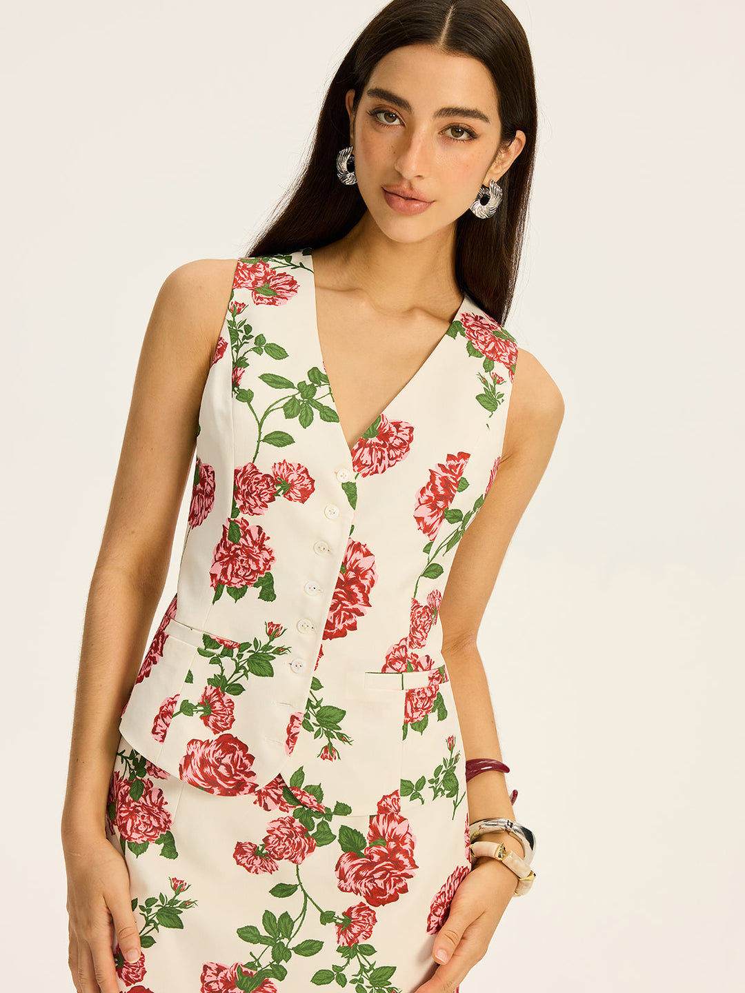 Blumenmuster-Westen- und Rockset