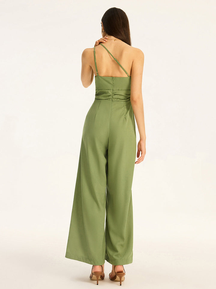 One-Shoulder-Jumpsuit aus Baumwollmischung