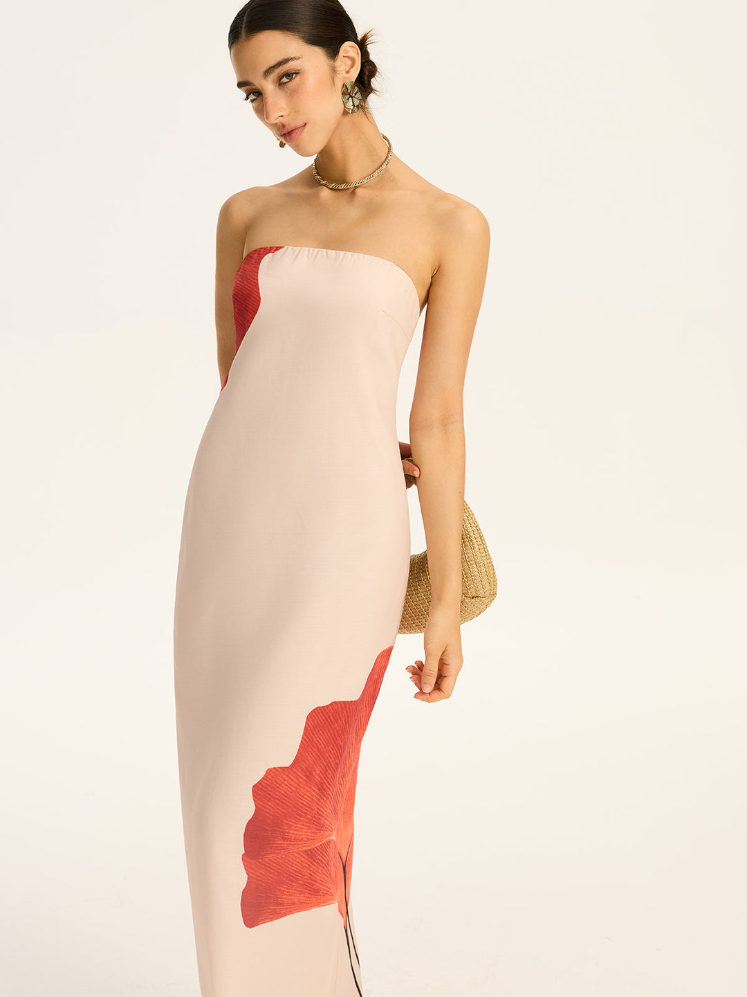 Ärmelloses Maxikleid mit Schleife und Schlitz