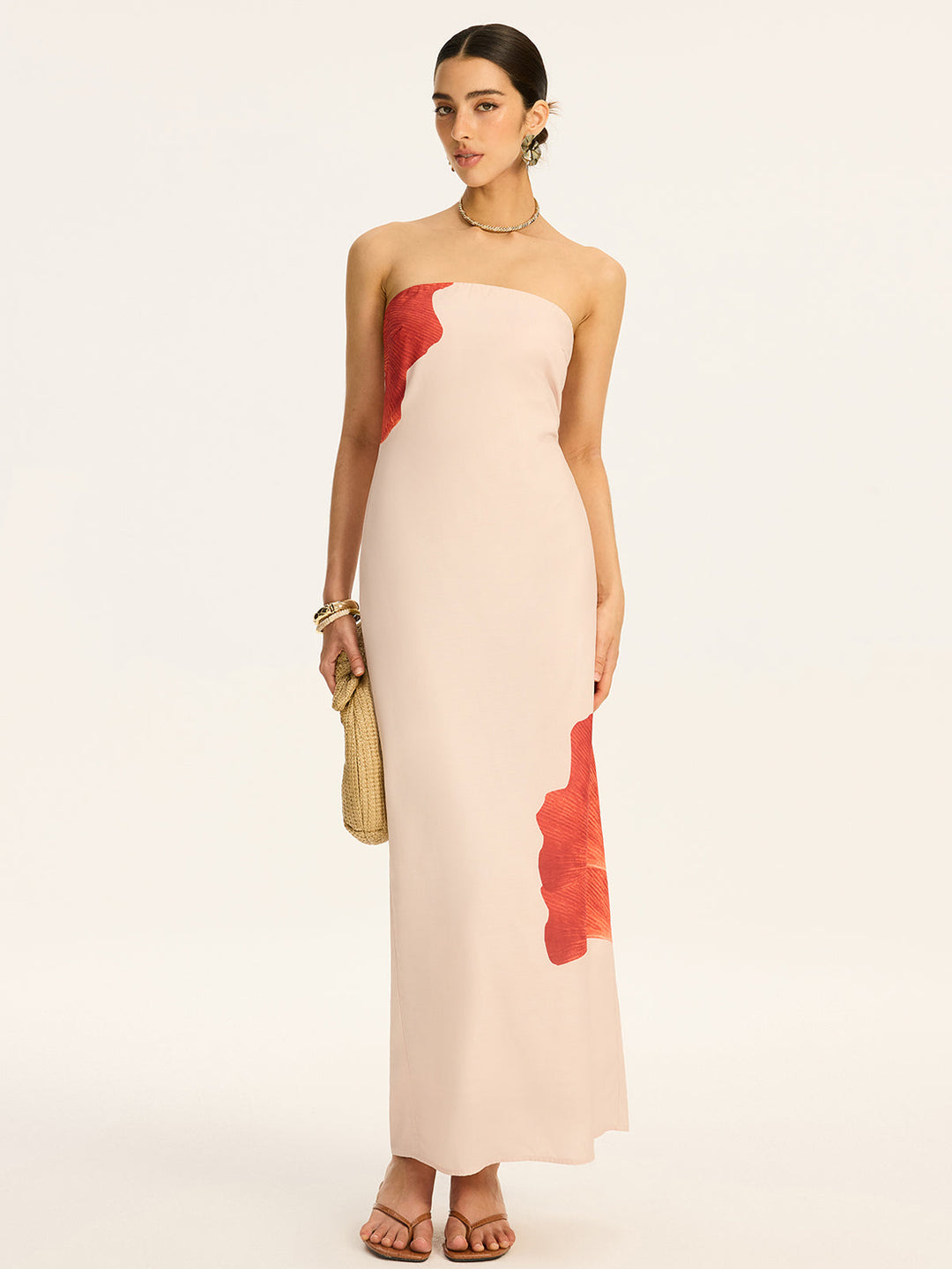 Ärmelloses Maxikleid mit Schleife und Schlitz
