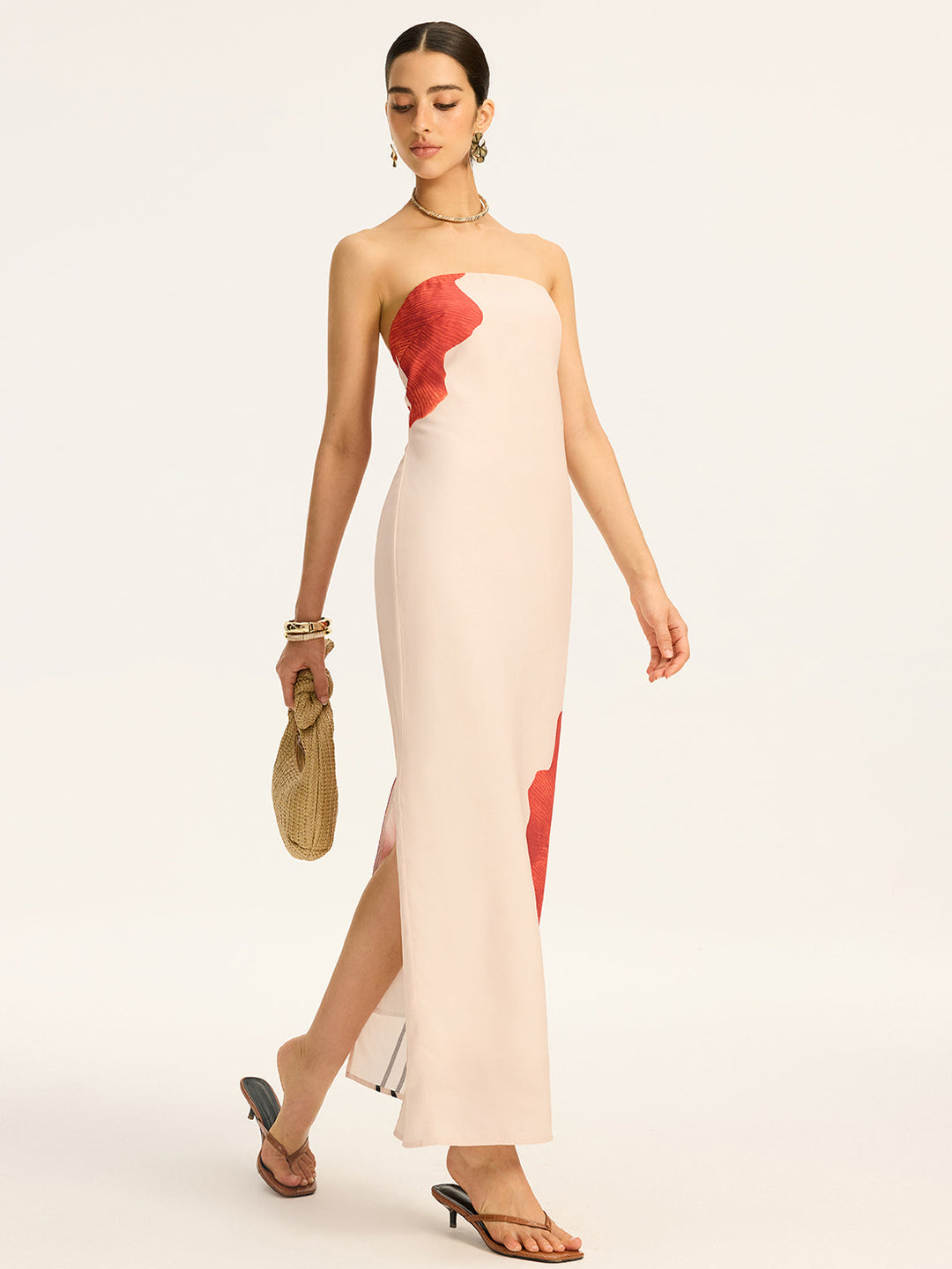 Ärmelloses Maxikleid mit Schleife und Schlitz