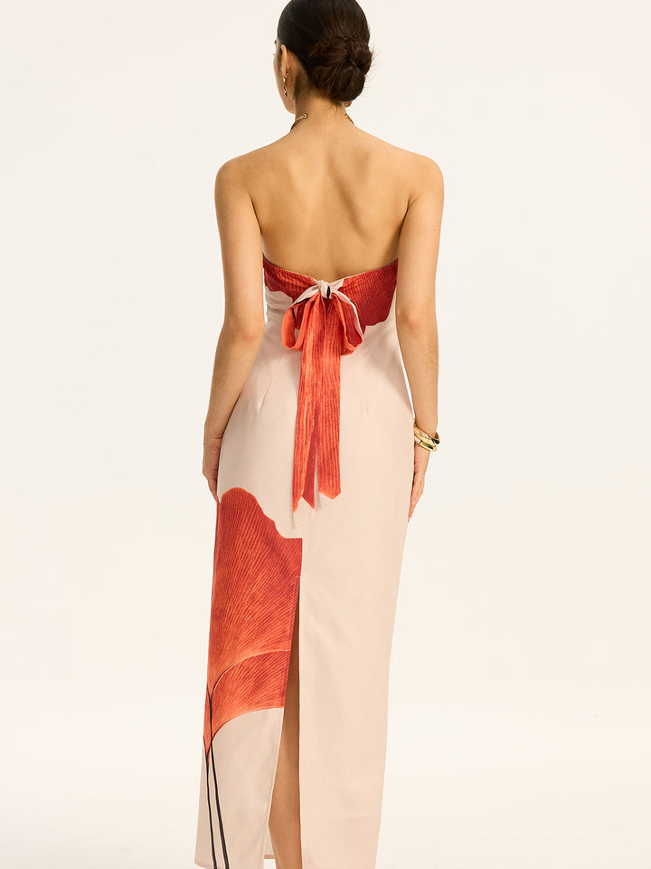 Ärmelloses Maxikleid mit Schleife und Schlitz