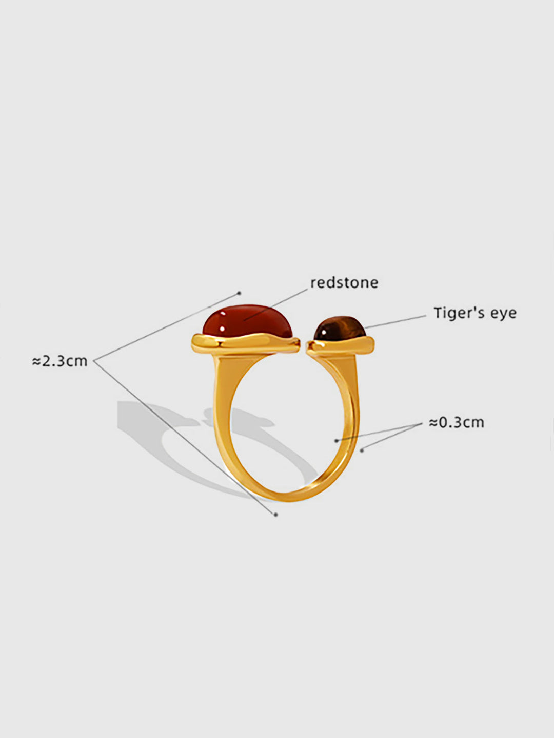 Rotjaspis und Tigerauge Offenbandring
