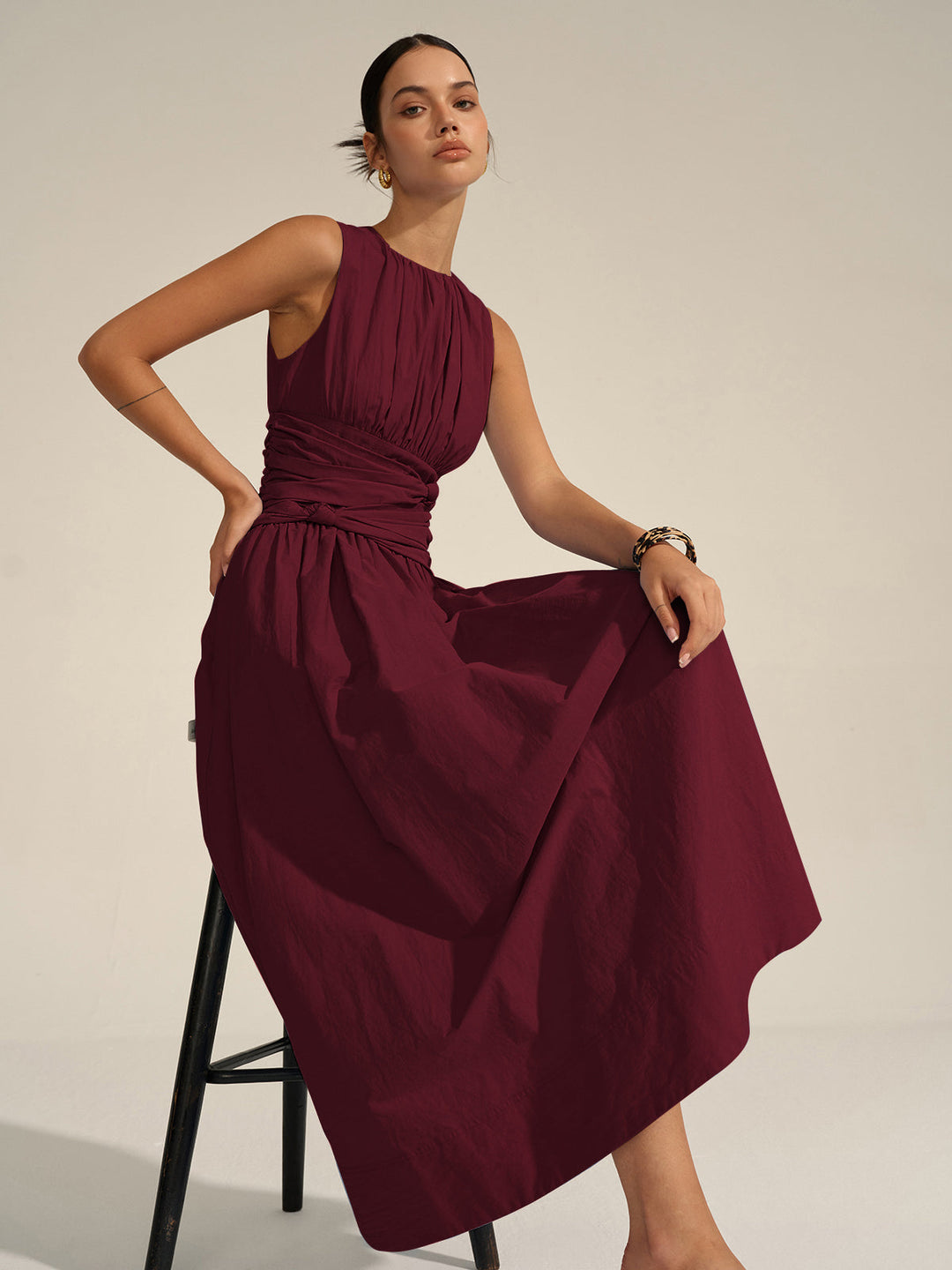 Maxikleid mit geraffter Taille