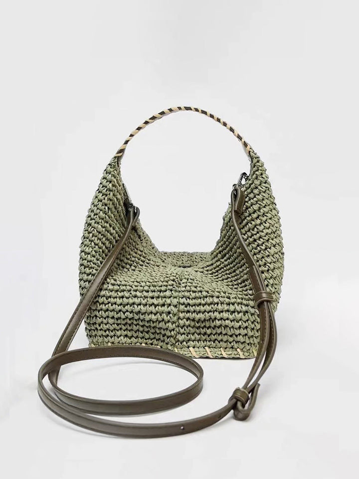 Geflochtene Stroh Hobo Tasche