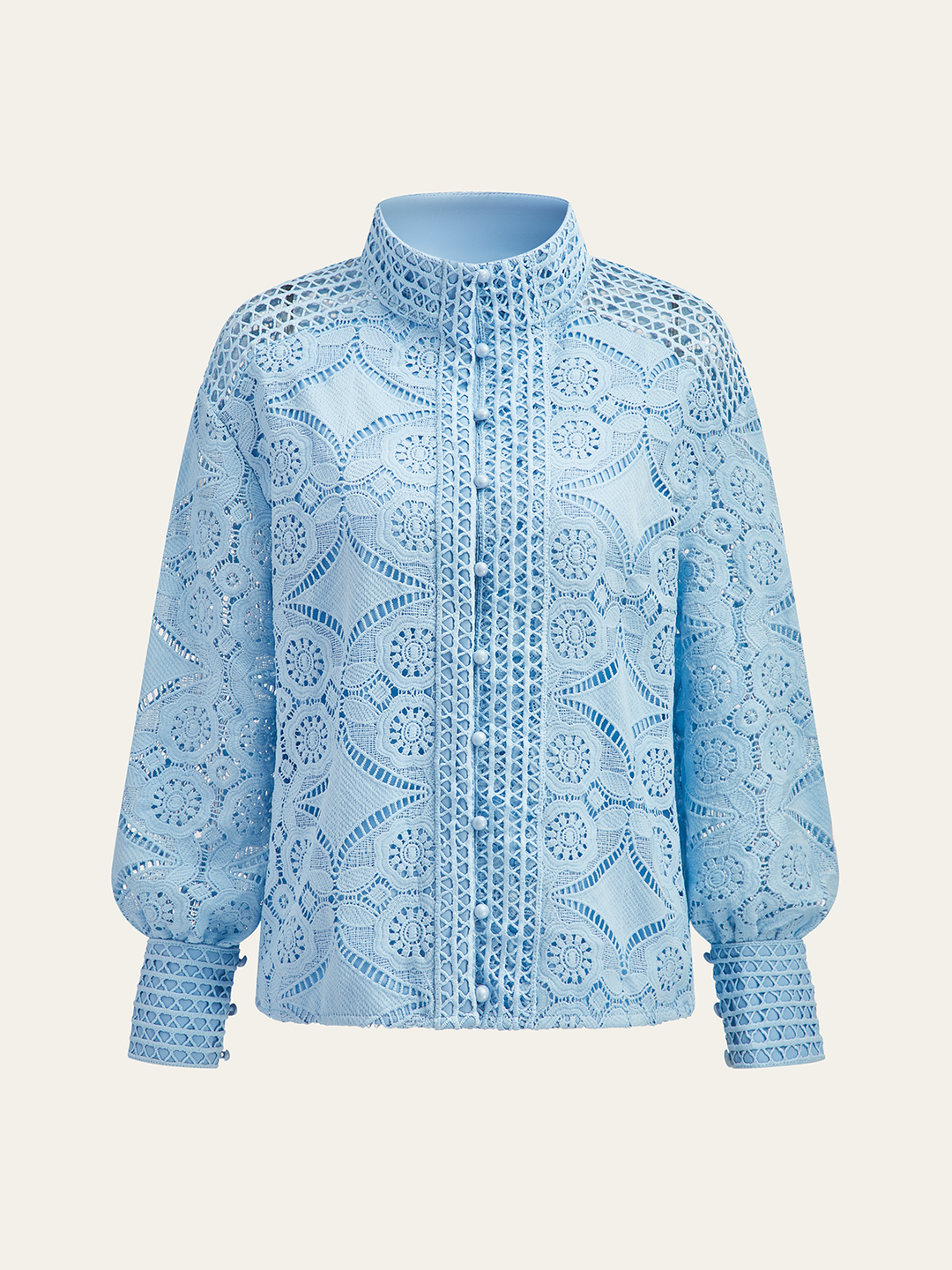 Spitzen-Puffärmel-Shorts-Set Ohne Gürtel