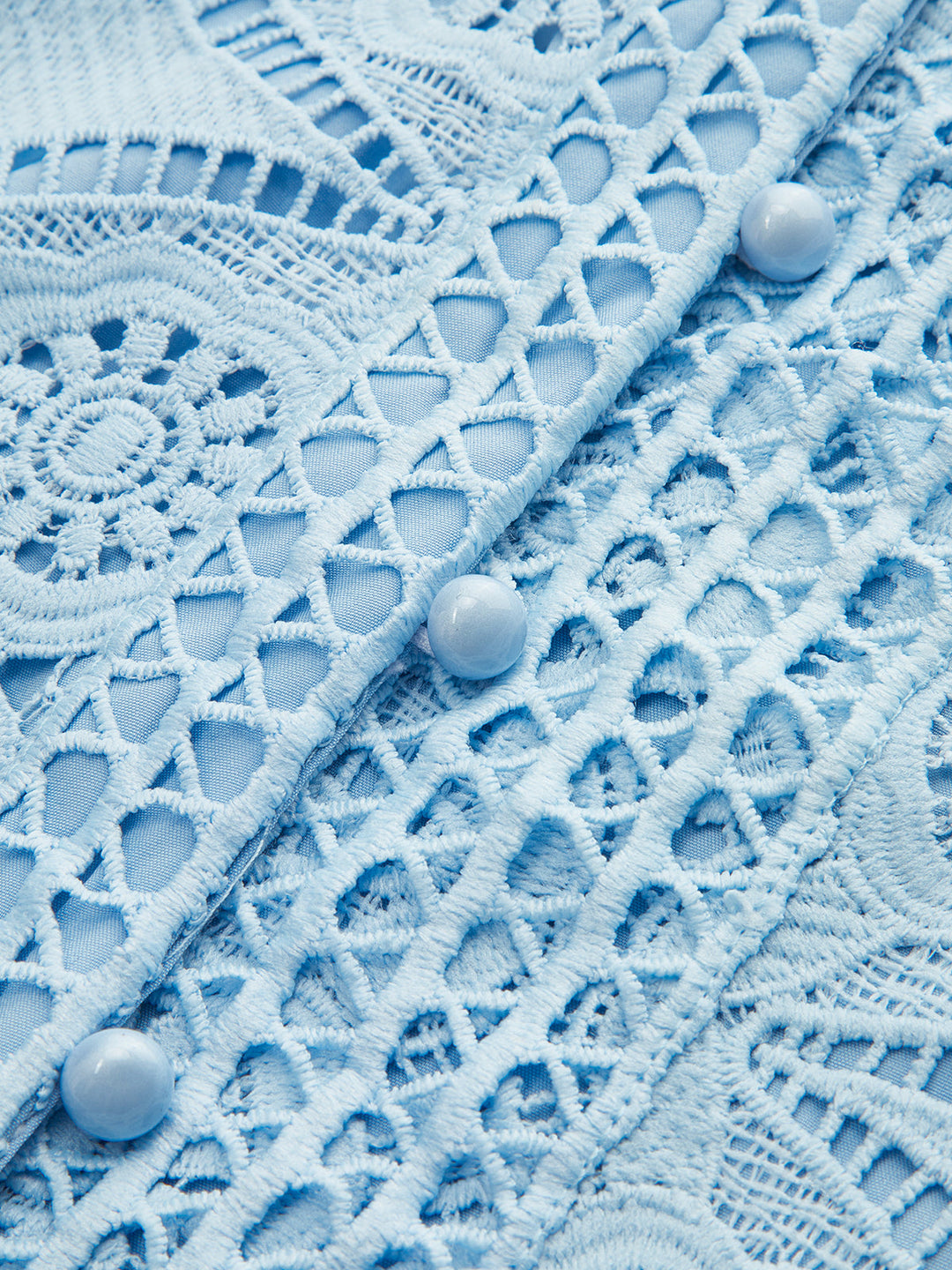 Spitzen-Puffärmel-Shorts-Set Ohne Gürtel