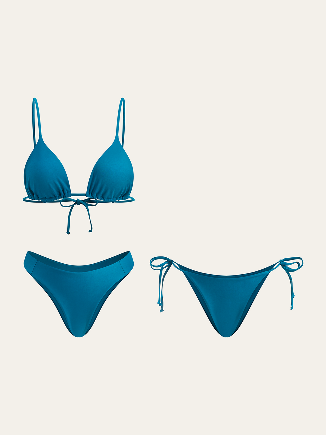 Dreiteiliges Bikini-Set mit Oberteil und zwei Unterteilen