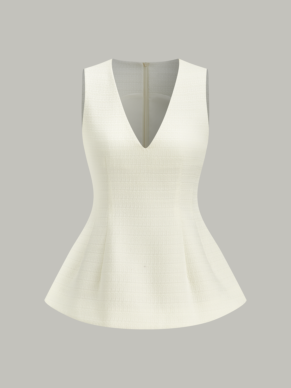 Gestreifte Langarm-Peplum-Bluse mit V-Ausschnitt