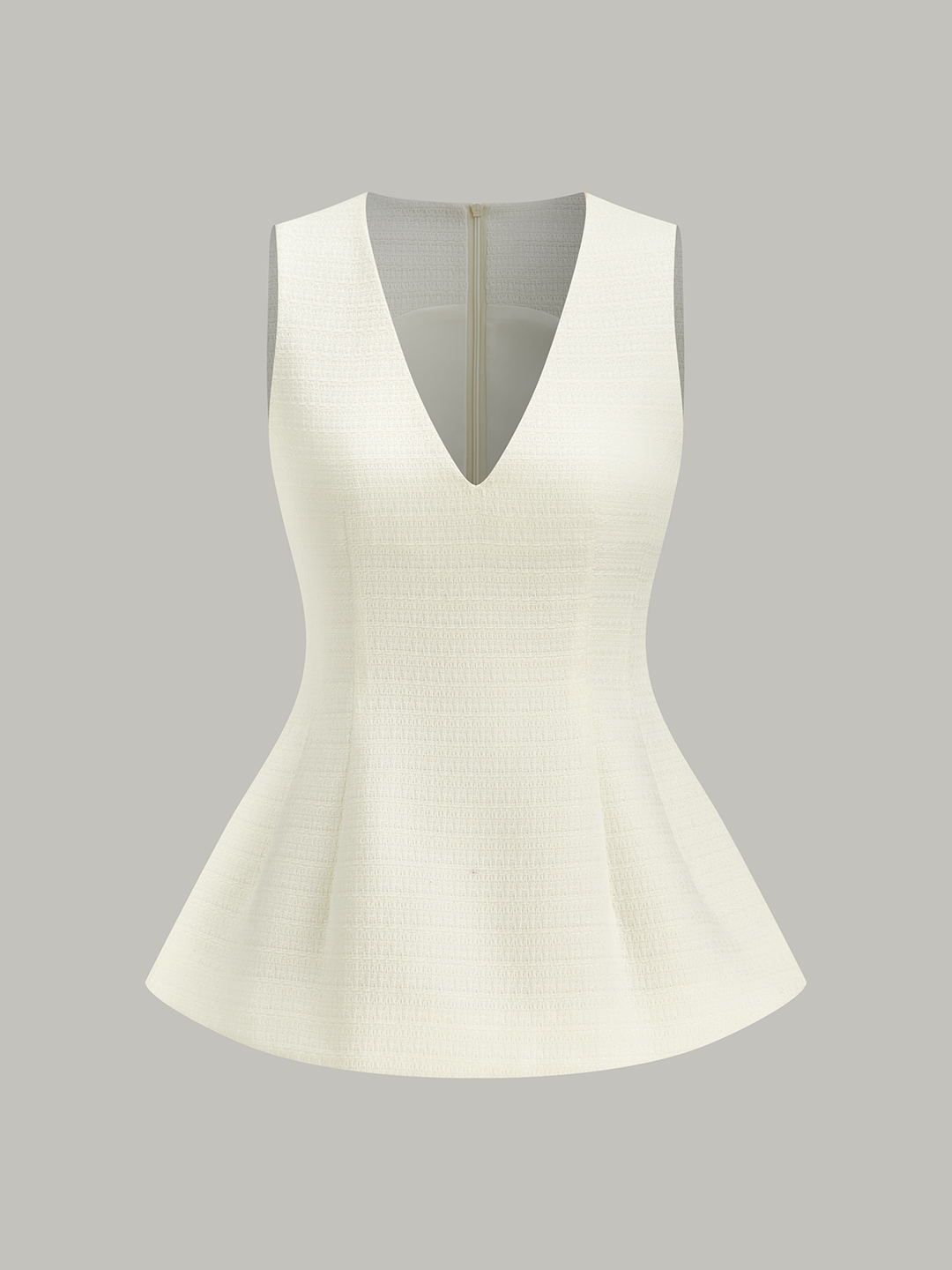 Gestreifte Langarm-Peplum-Bluse mit V-Ausschnitt