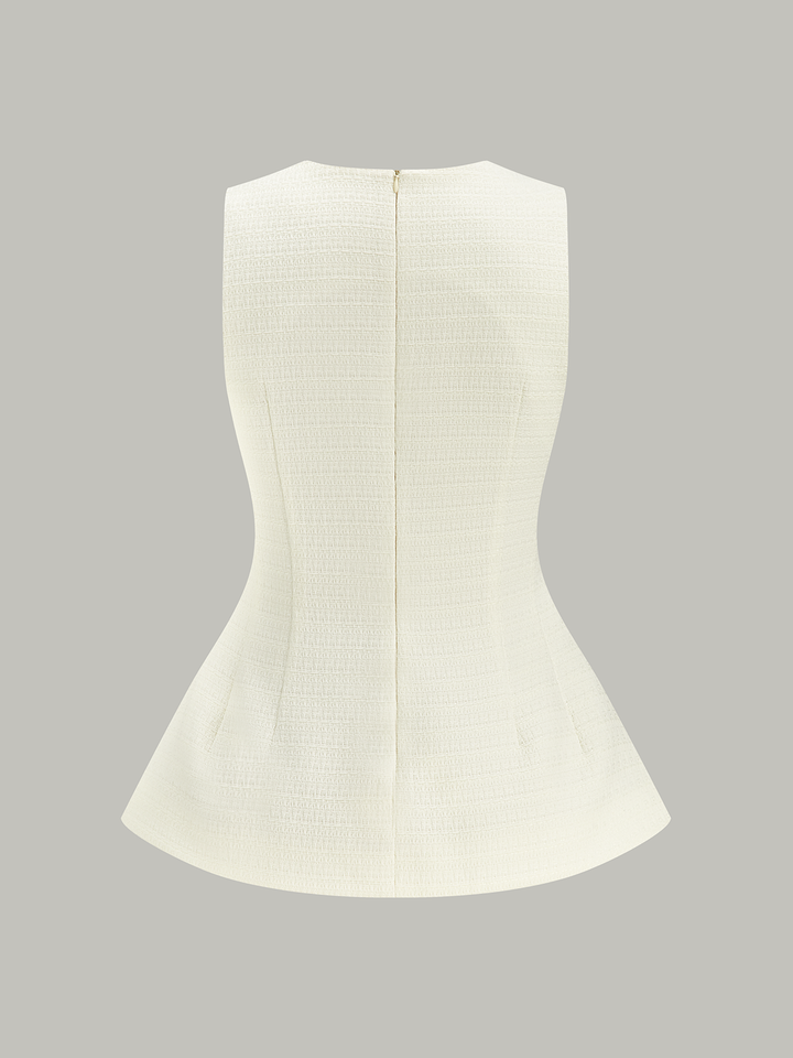 Gestreifte Langarm-Peplum-Bluse mit V-Ausschnitt