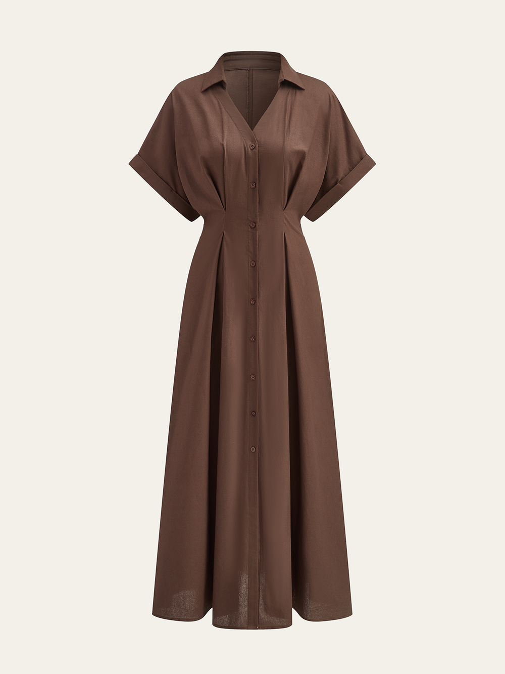 Plissiertes Hemdblusenkleid mit Knopfleiste