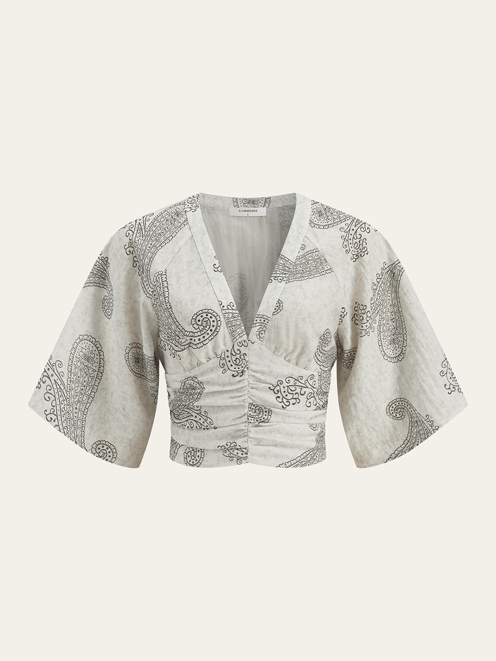 Boho Print Raff-Crop-Top