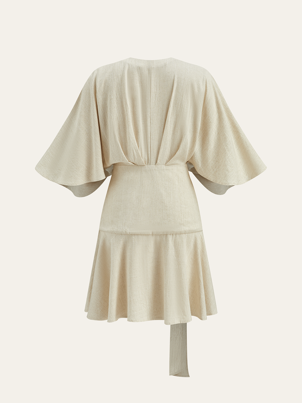 Baumwoll- & Leinen-Kimono-Ärmel-Wickelkleid