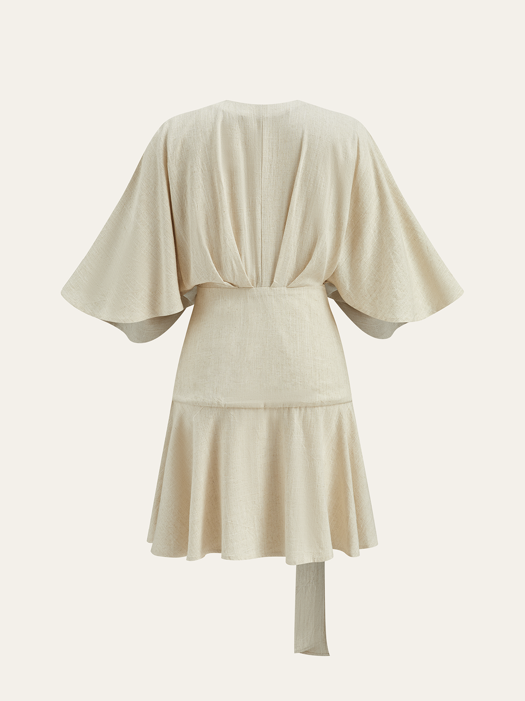 Baumwoll- & Leinen-Kimono-Ärmel-Wickelkleid