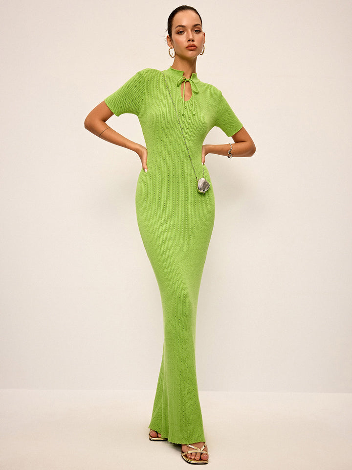 Knit Maxikleid mit V-Ausschnitt