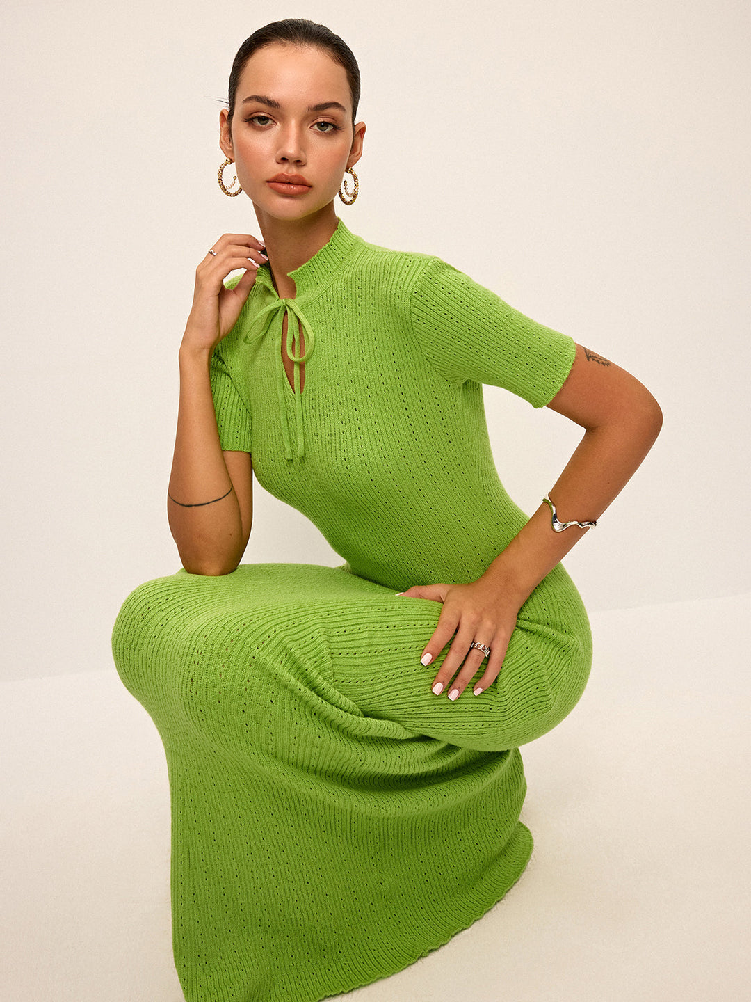 Knit Maxikleid mit V-Ausschnitt