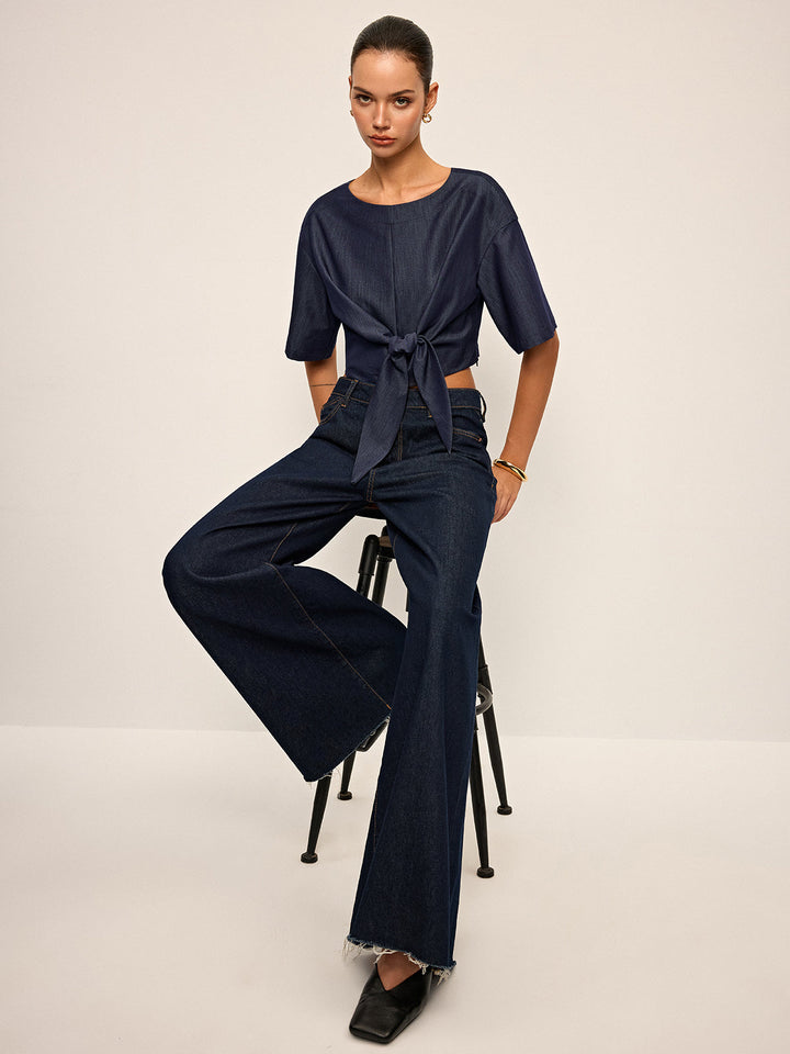 Crop-Top mit Bindung vorne