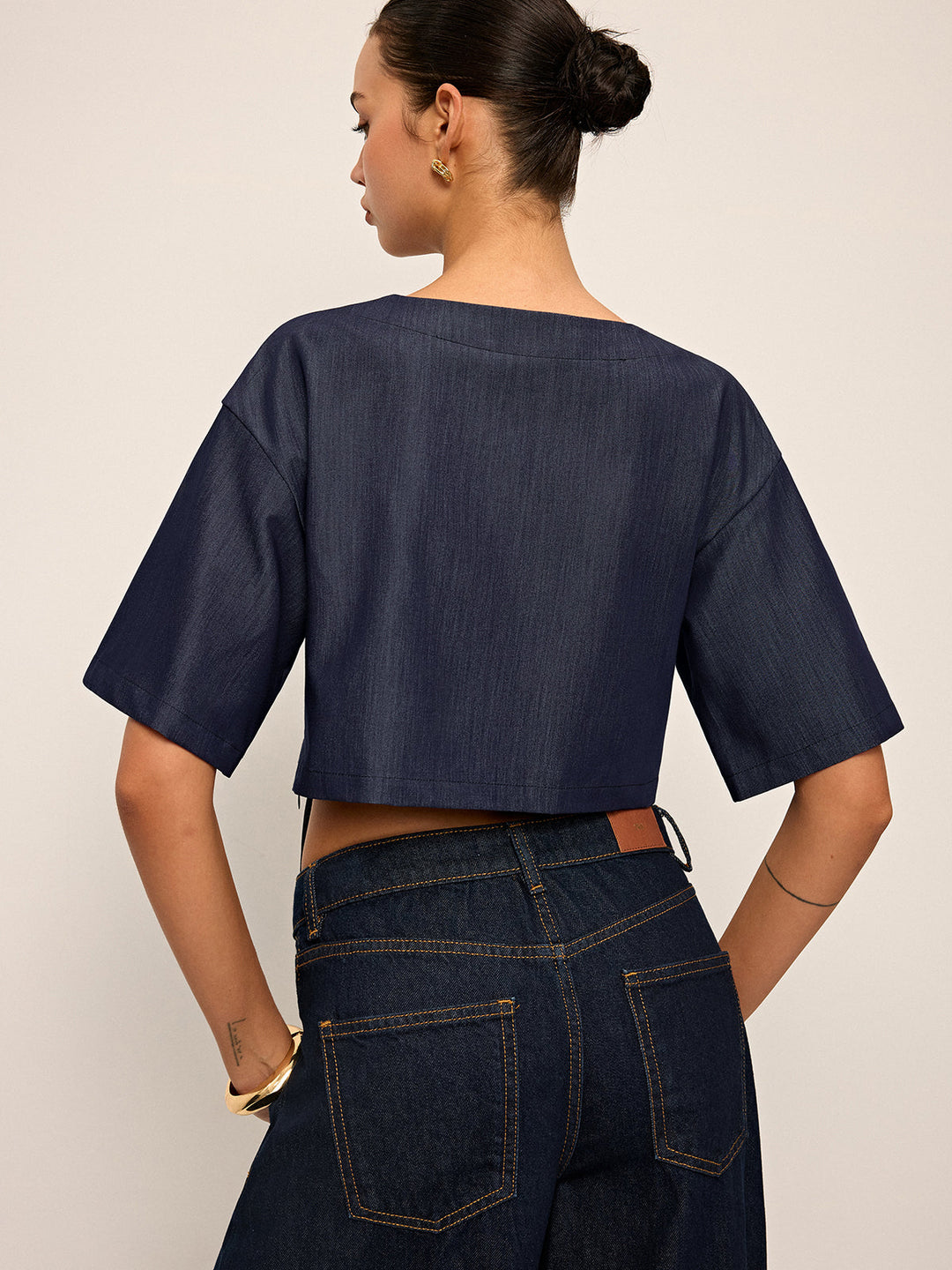 Crop-Top mit Bindung vorne