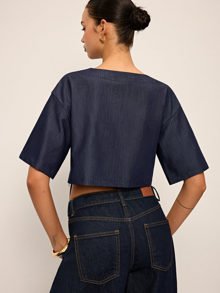 Crop-Top mit Bindung vorne