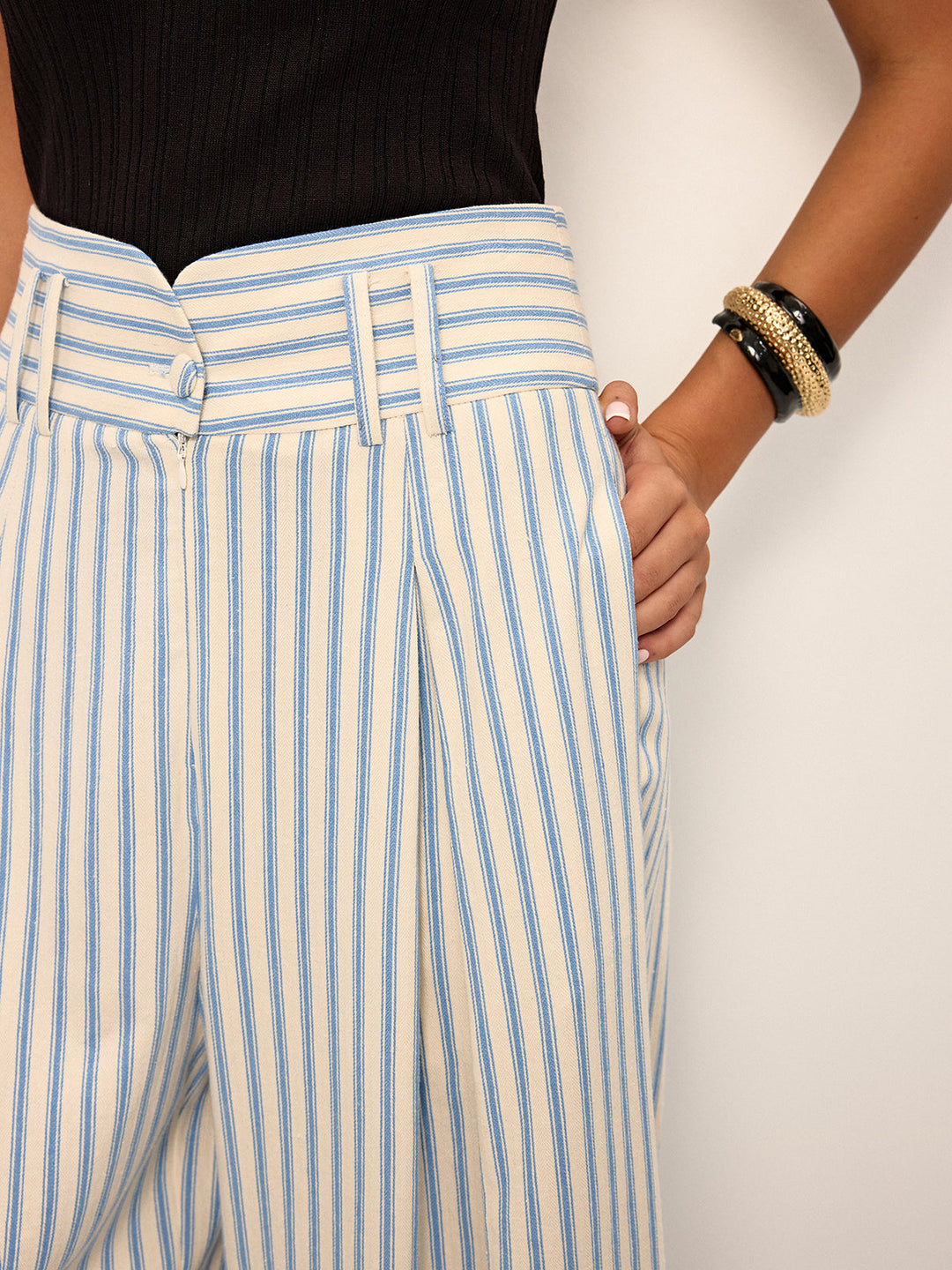 Gestreifte Pluderhose aus Baumwolle