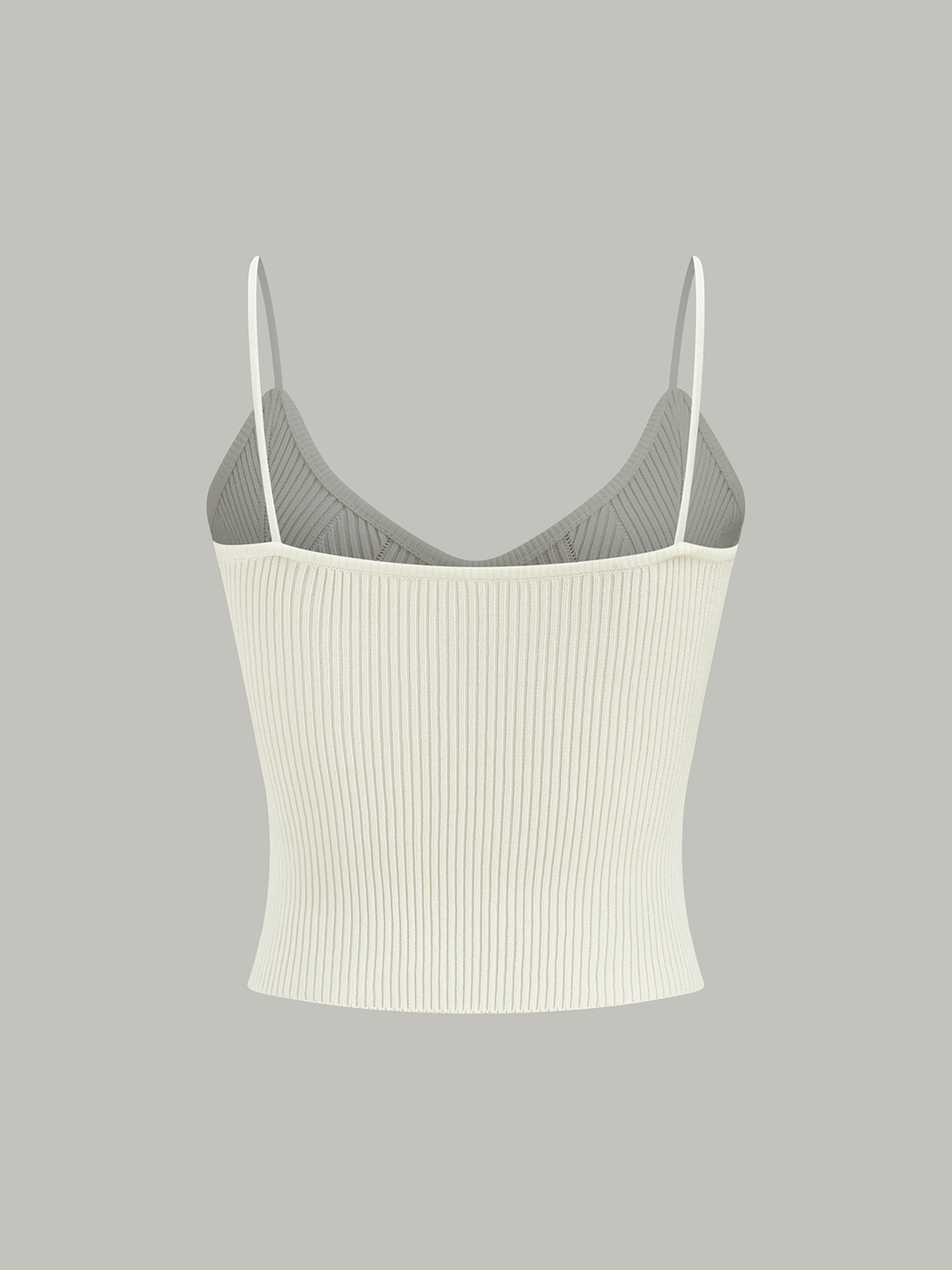 Geripptes Strick-Cami-Top mit Metallknopf