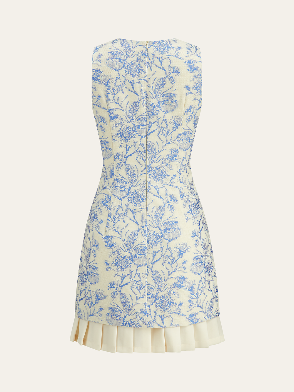 Blumenbedrucktes ärmelloses Kleid mit plissiertem Saum