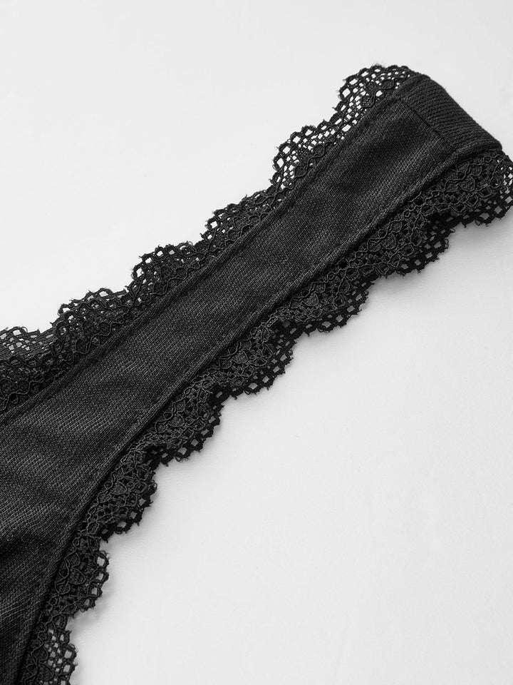 Semi-Sheer Lace-Trimmed Ruched Corset Top