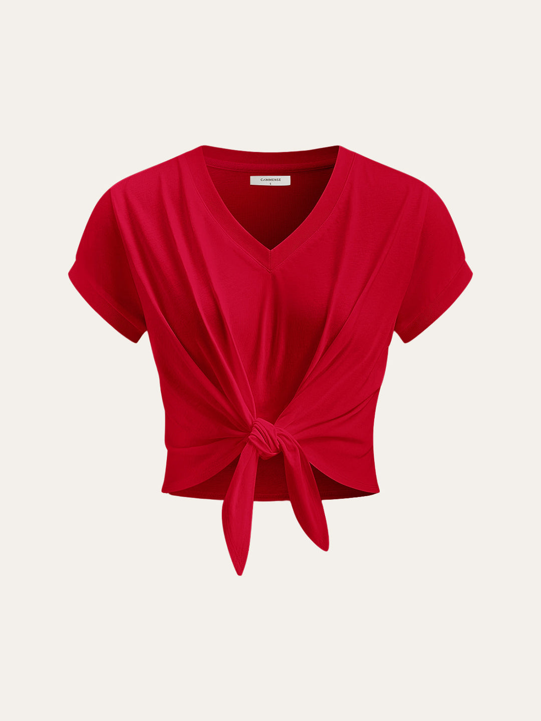 Knoten-V-Ausschnitt-T-Shirt