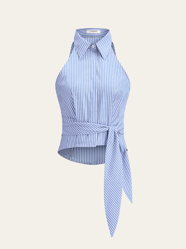 Gestreifte Crop-Top mit Bindegürtel