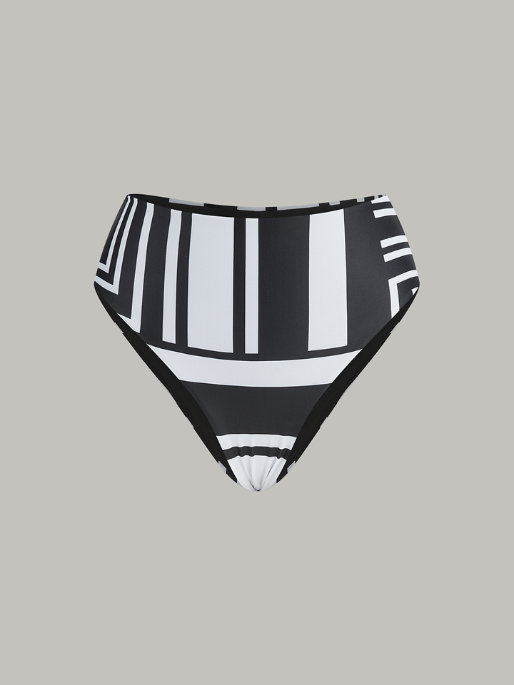 Geometrischer Bikini-Bottom mit hohem Bund