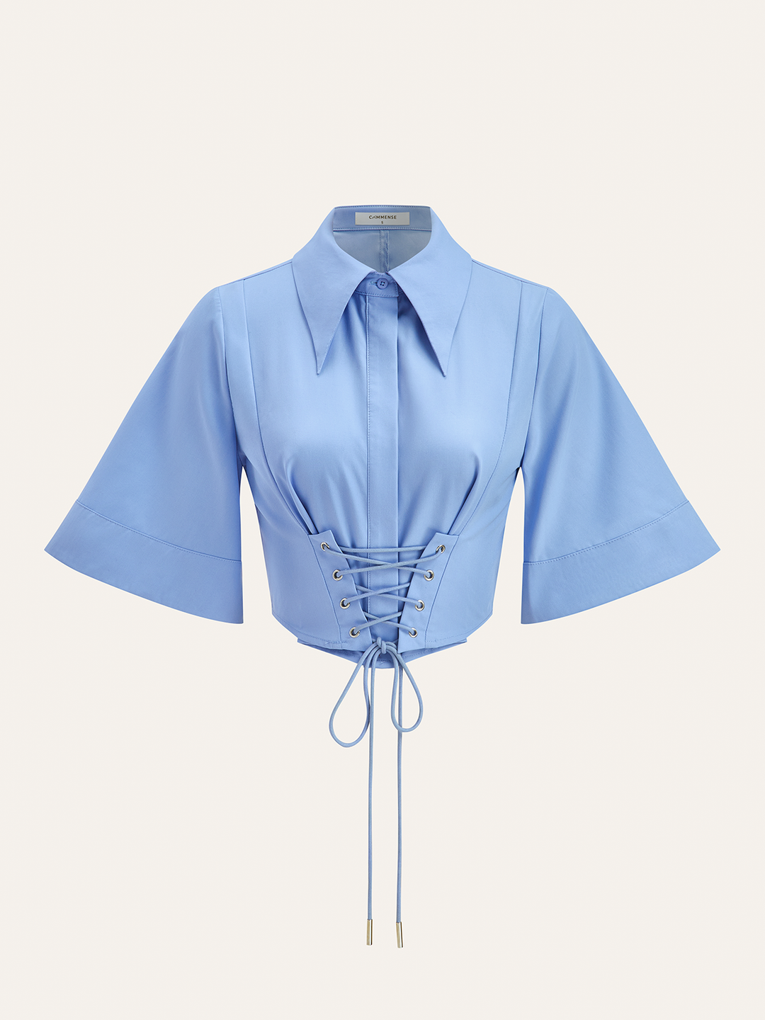 Spitzen-Taille Flare-Ärmel Cropped Bluse