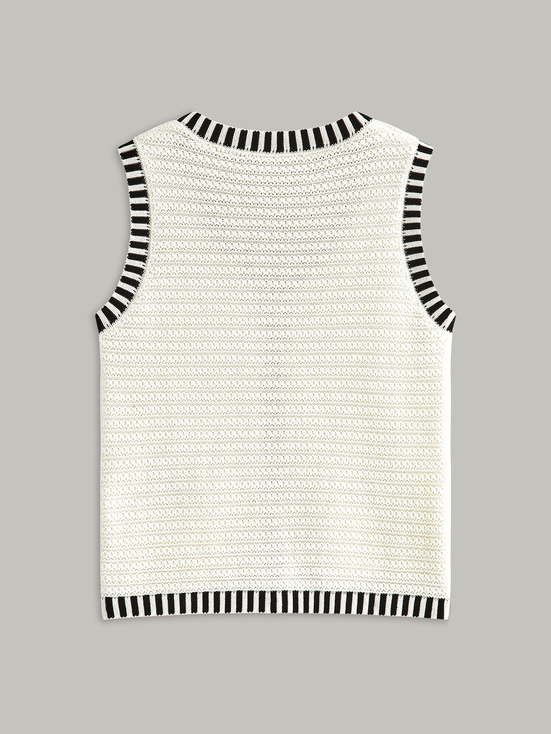 Button-Besetzter Strickweste mit Streifen