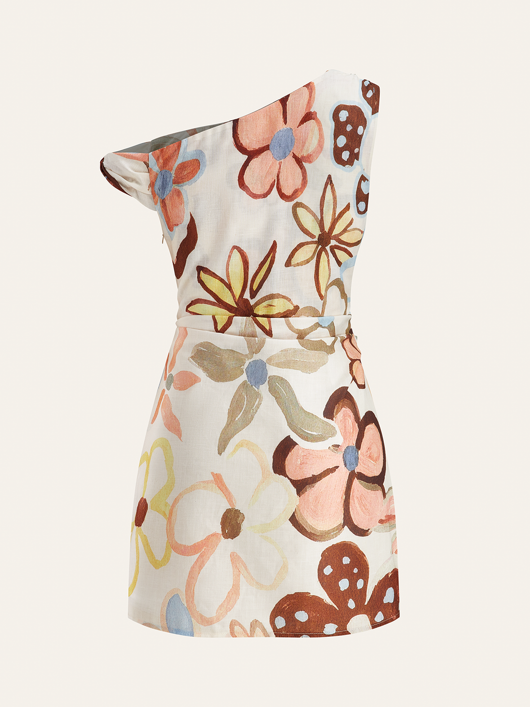 Asymmetrischer Neck-Kleid mit Gürtel und Print