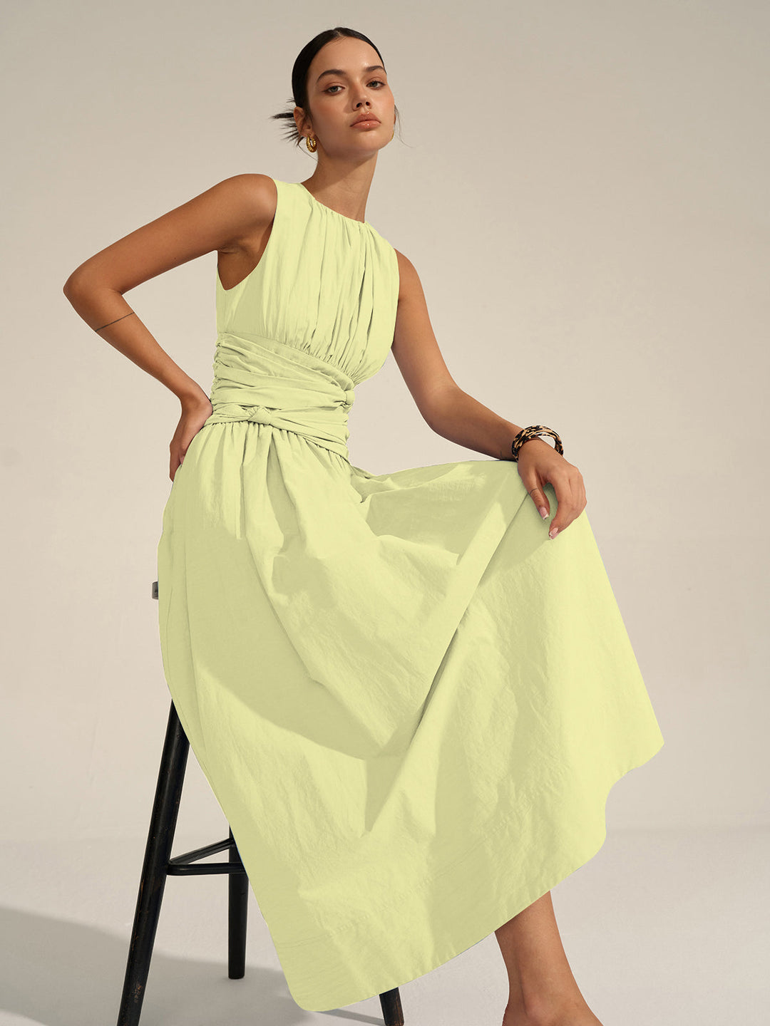 Maxikleid mit geraffter Taille