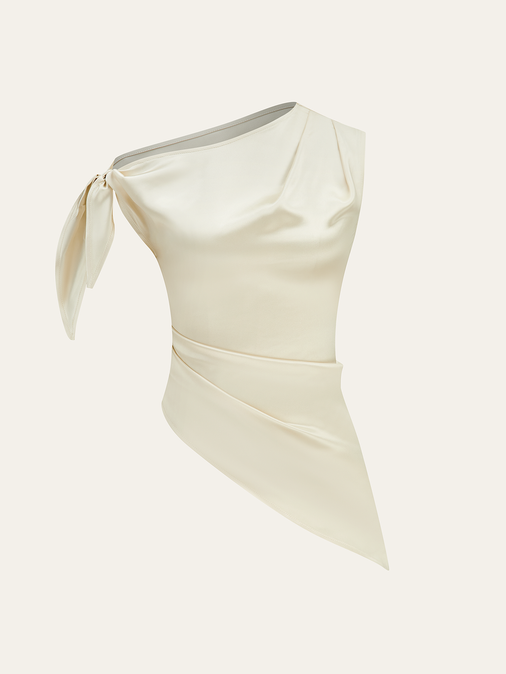 One-Shoulder Asymmetric Hem Top mit Schleifendetail