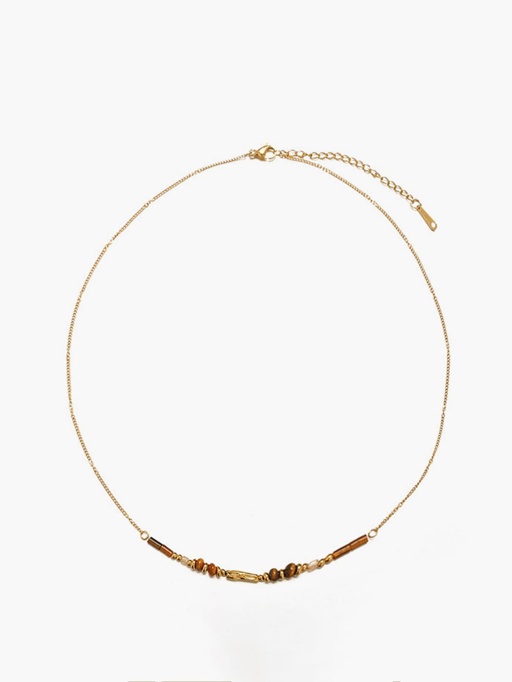 Tigerauge Steinperlenkette mit Goldkette