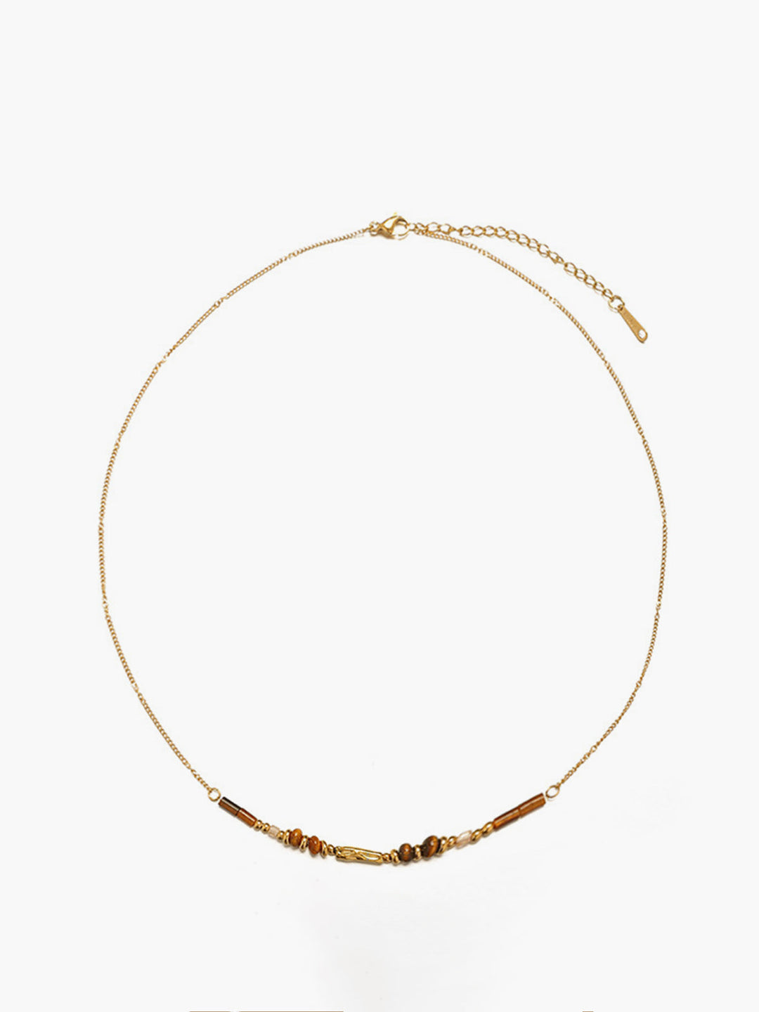 Tigerauge Steinperlenkette mit Goldkette
