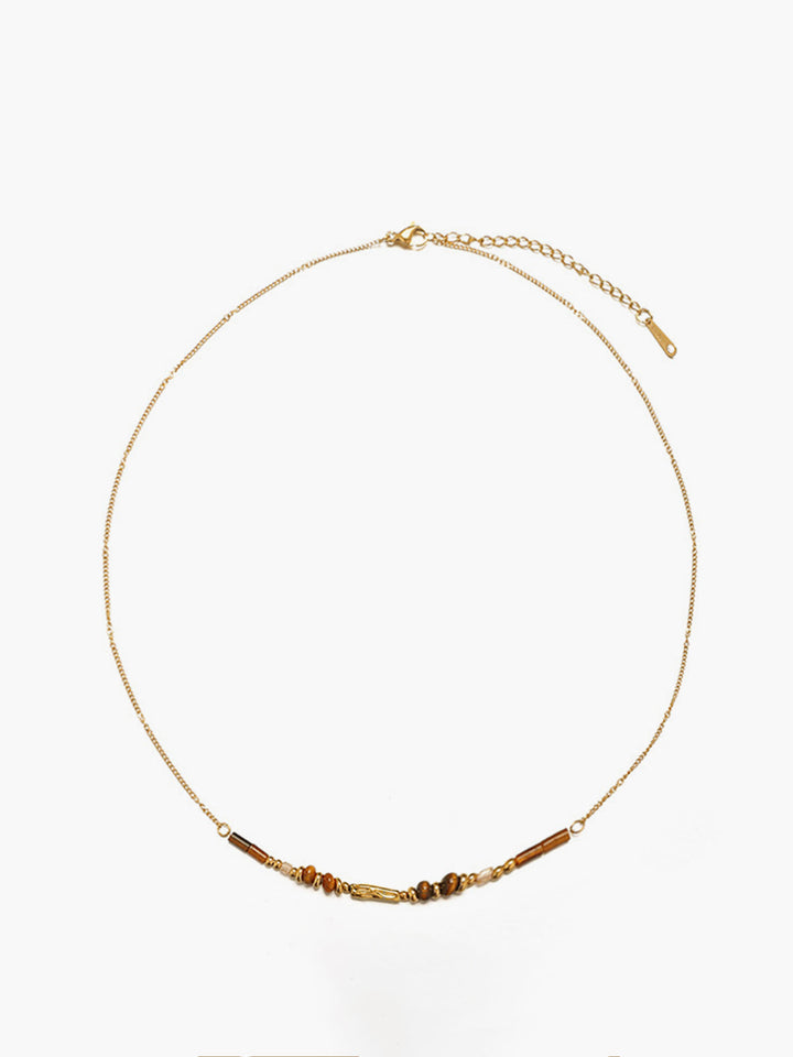 Tigerauge Steinperlenkette mit Goldkette