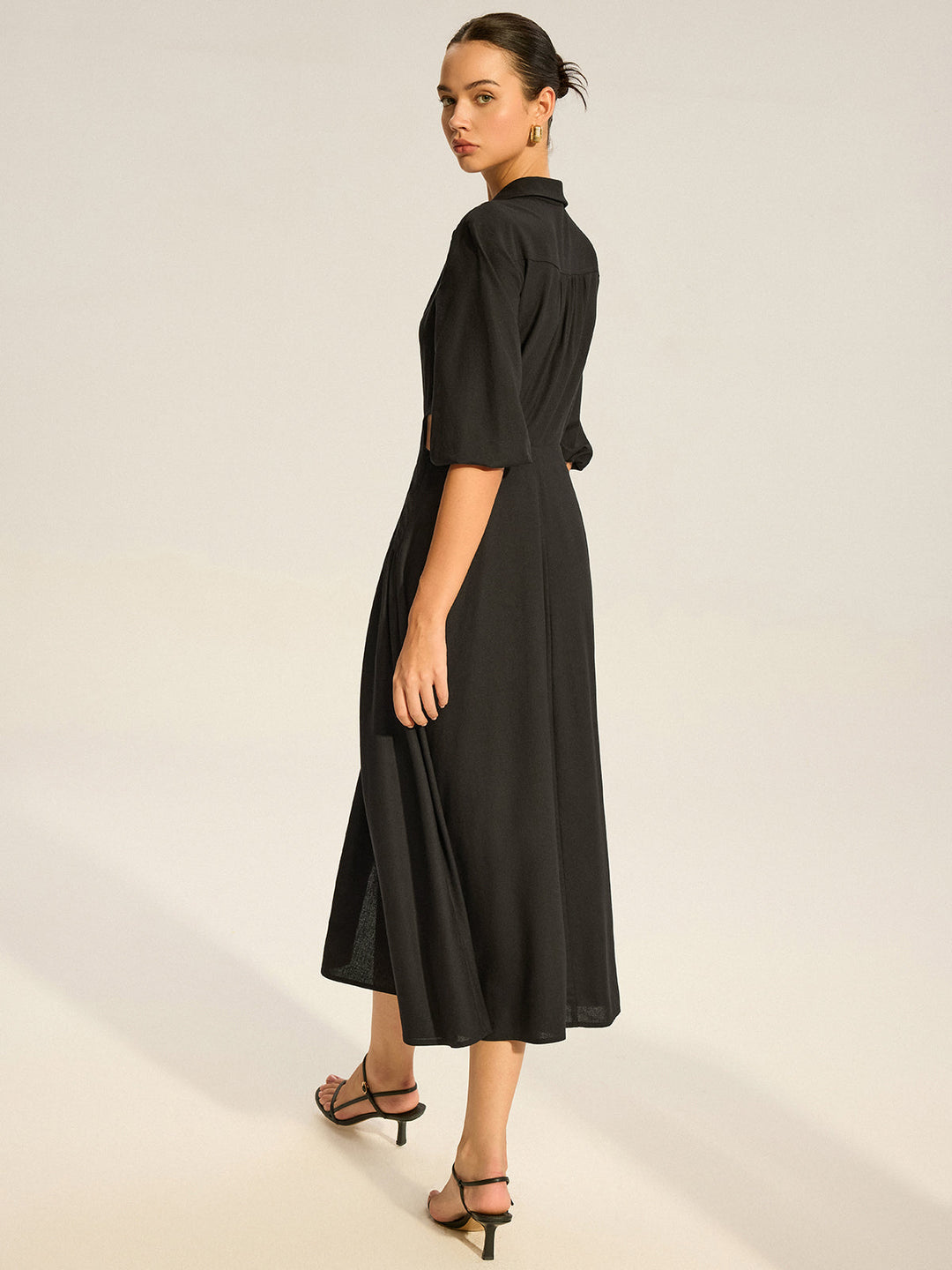 Twist Cut-Out Button Hemdkleid