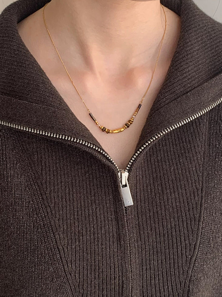 Tigerauge Steinperlenkette mit Goldkette