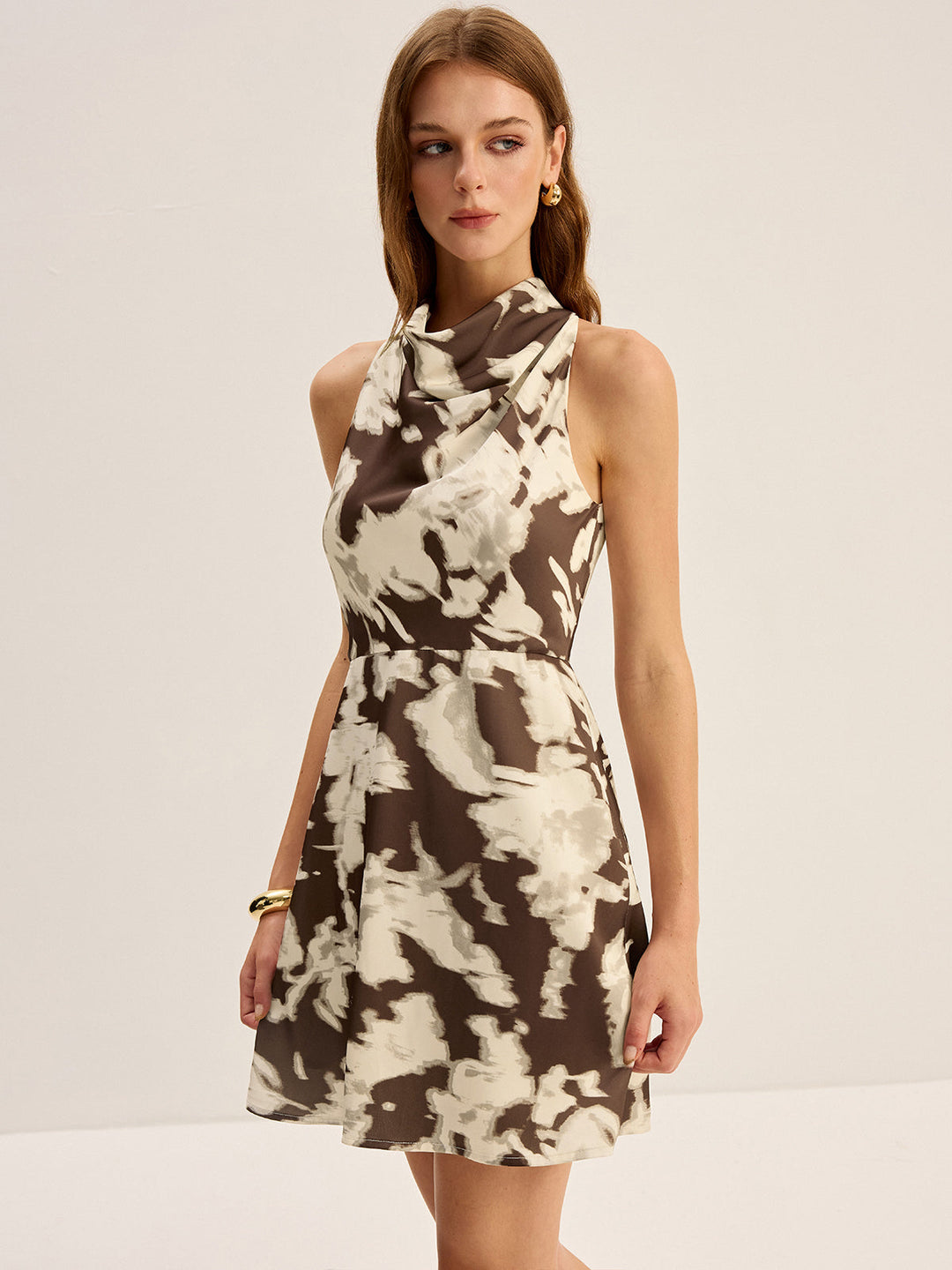 Gestreifte Wickelkleid mit Blumenmuster