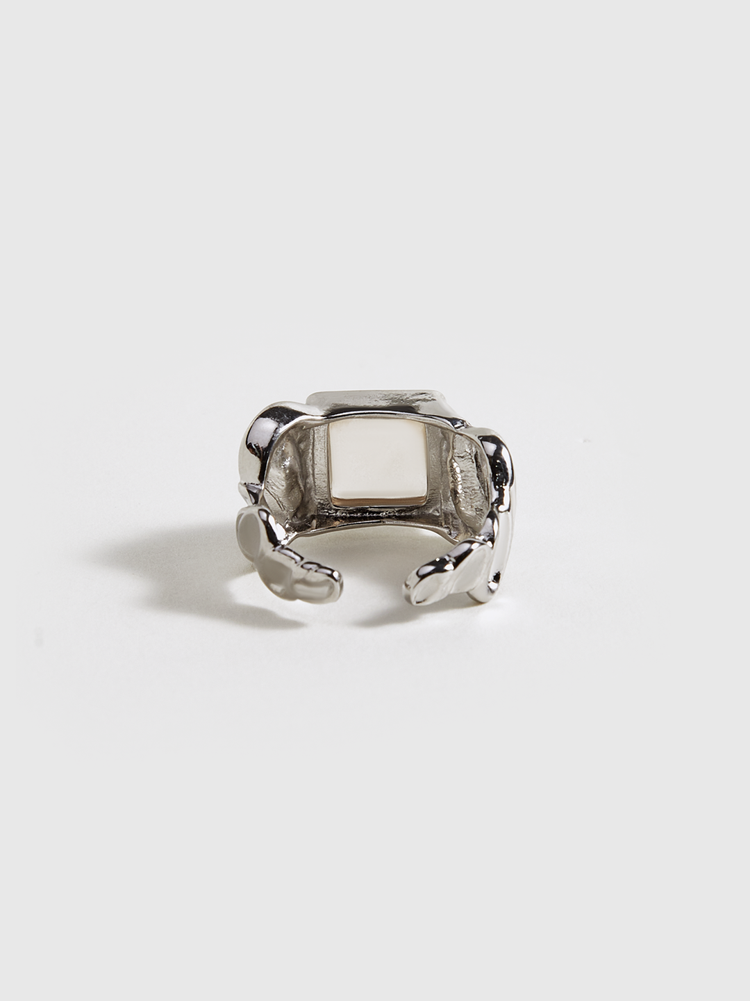 Verstellbarer Ring mit eckigem Stein in Silberoptik