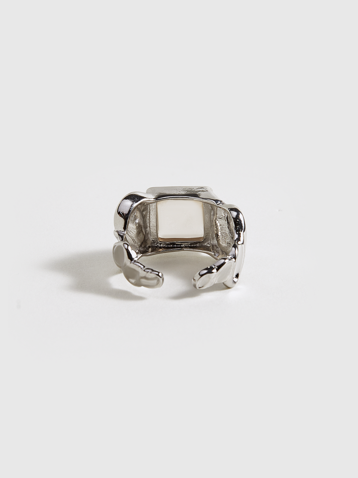 Verstellbarer Ring mit eckigem Stein in Silberoptik