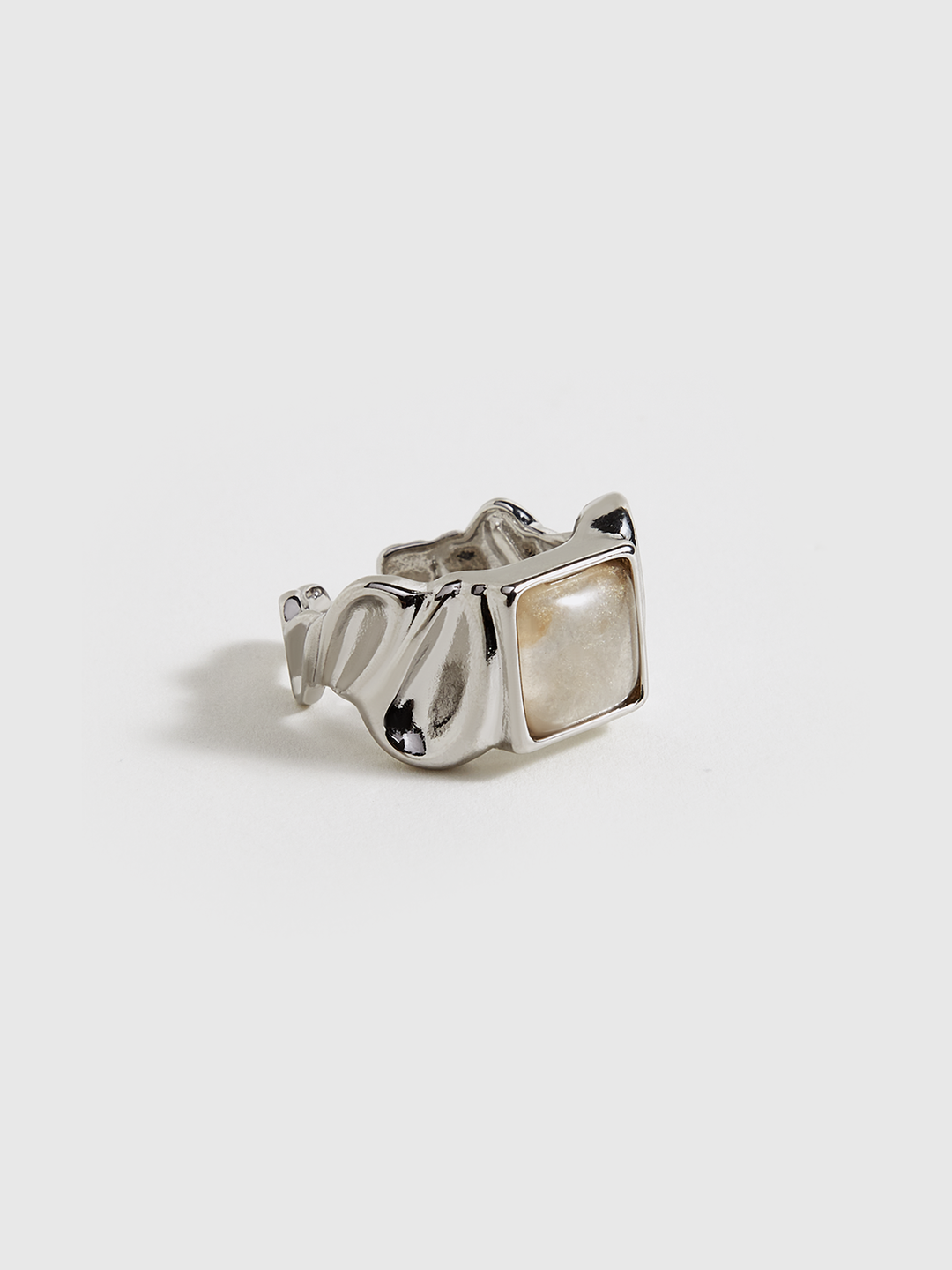 Verstellbarer Ring mit eckigem Stein in Silberoptik