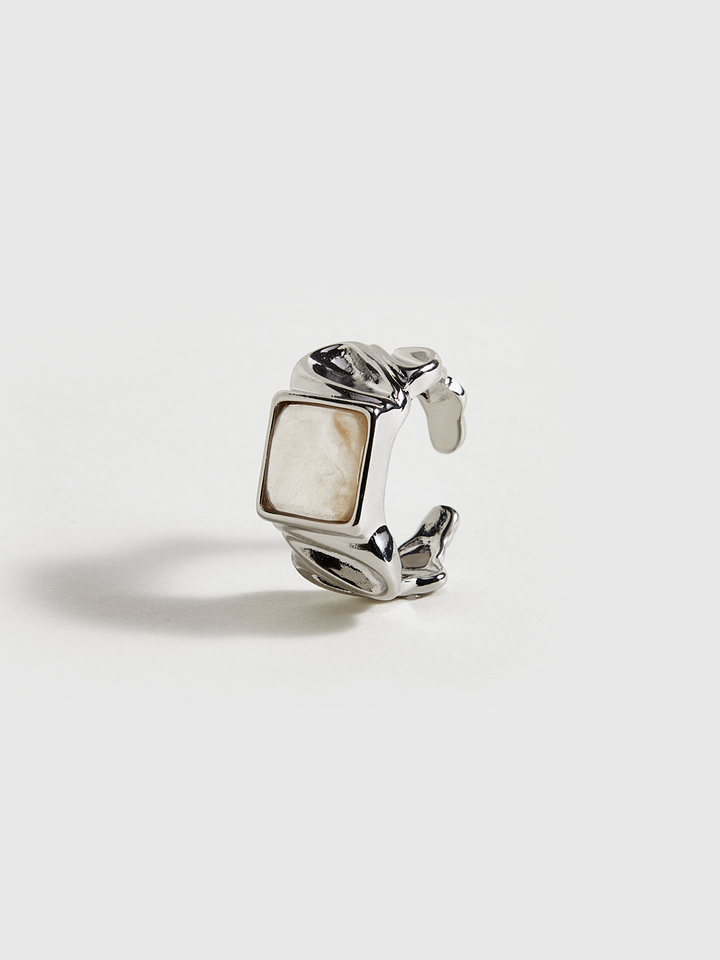 Verstellbarer Ring mit eckigem Stein in Silberoptik