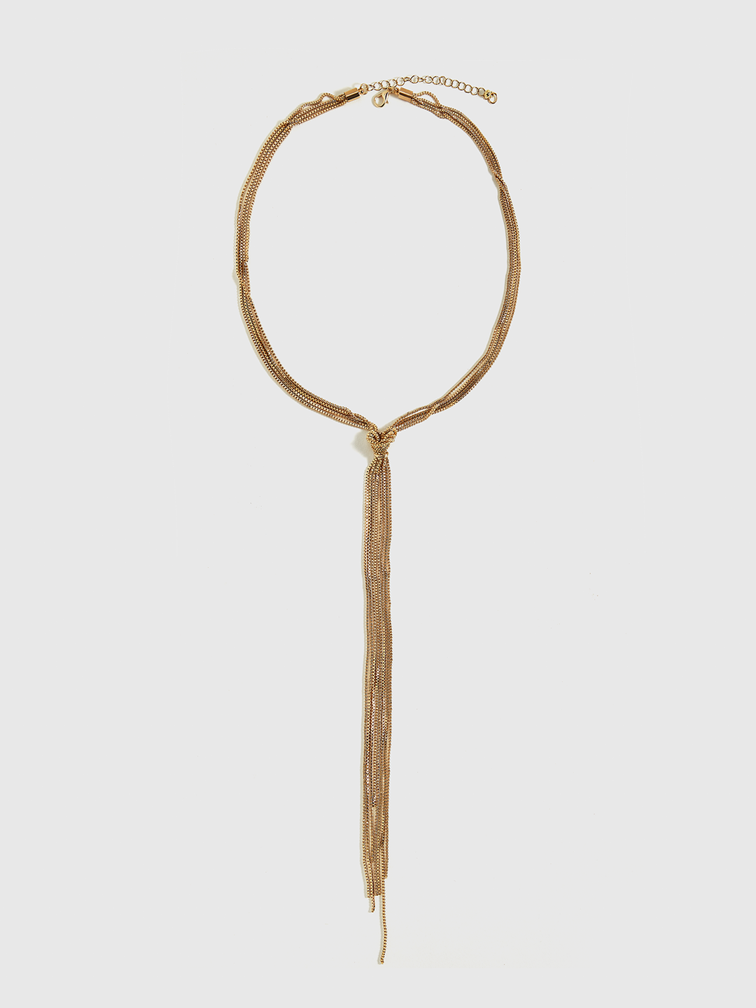 Goldene Y-förmige Halskette mit Knoten