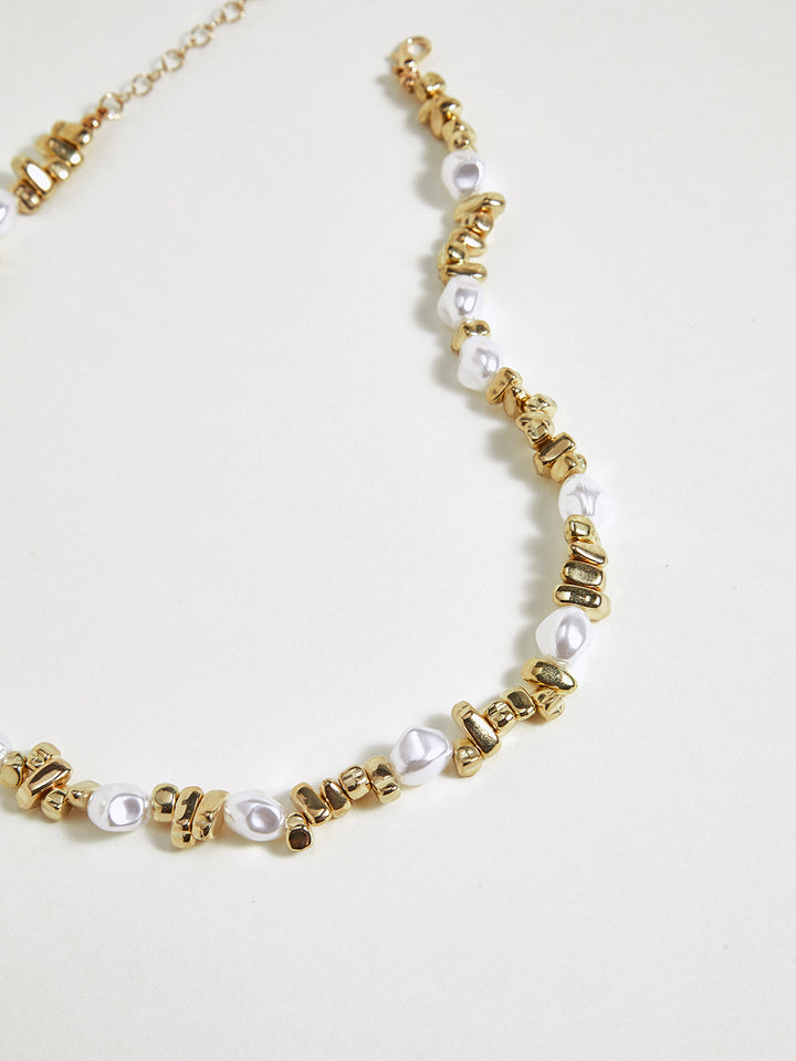 Perlen- und Gold-Perlen-Choker-Halskette