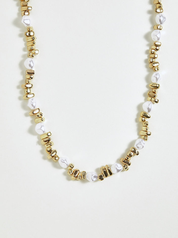 Perlen- und Gold-Perlen-Choker-Halskette