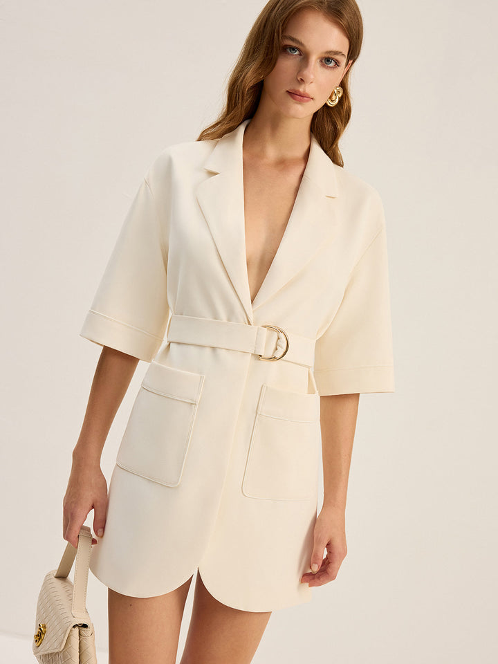 Gürtel-Blazer-Kleid mit Taschen